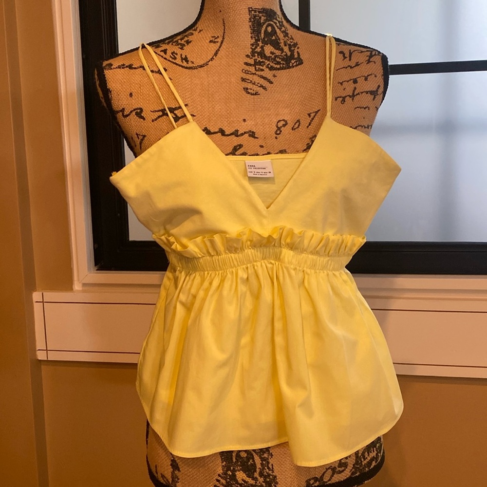 Zara Yellow Peplum Top Size Small.